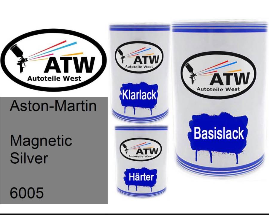 Aston-Martin, Magnetic Silver, 6005: 500ml Lackdose + 500ml Klarlack + 250ml Härter - Set, von ATW Autoteile West.